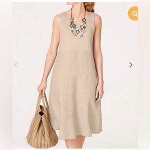 J.Jill 100% Linen Tan sleeveless dress size L NWT